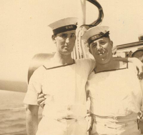 Seaman Willie Oag, RNR survivor, right